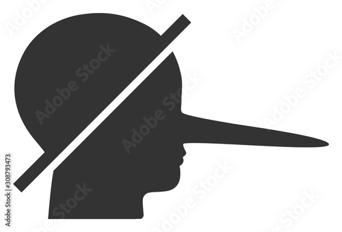 No liars vector icon. Flat No liars symbol is isolated on a white background.