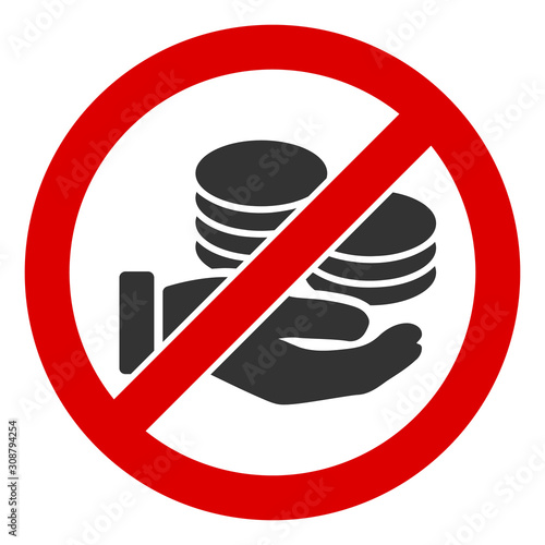 No pay coins vector icon. Flat No pay coins symbol is isolated on a white background.