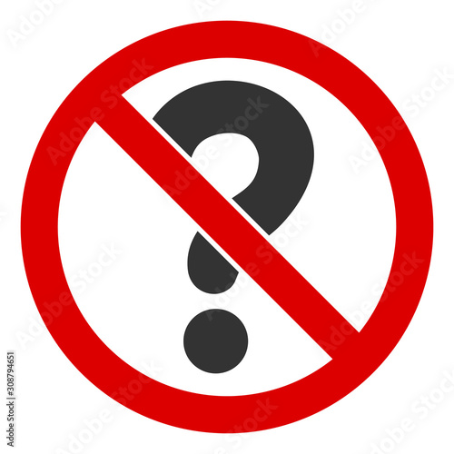 No questions vector icon. Flat No questions symbol is isolated on a white background.