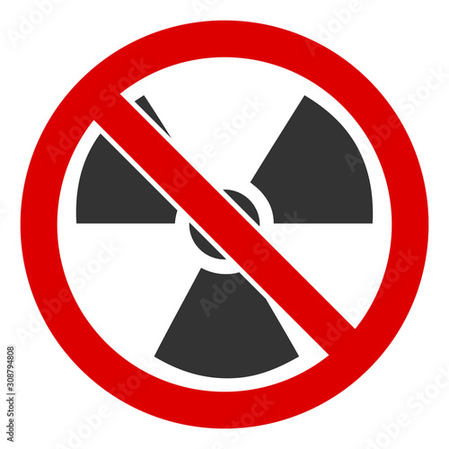 No radioactive vector icon. Flat No radioactive pictogram is isolated on a white background.