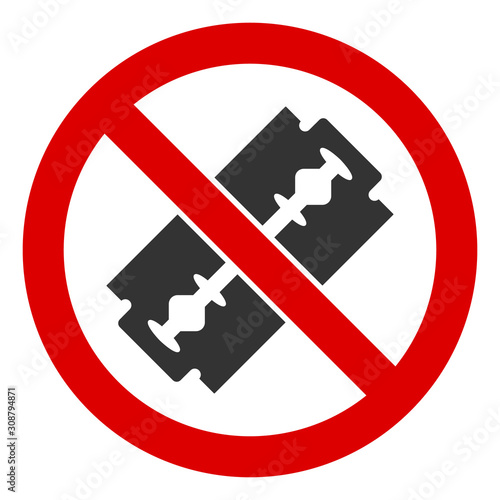 No razor blade vector icon. Flat No razor blade symbol is isolated on a white background.