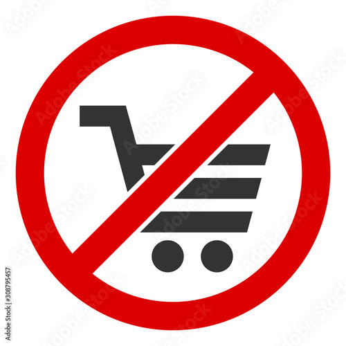No shopping vector icon. Flat No shopping pictogram is isolated on a white background.