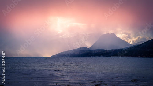 fjord and mountains