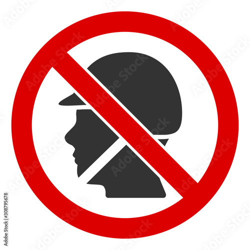 No soldier vector icon. Flat No soldier pictogram is isolated on a white background.