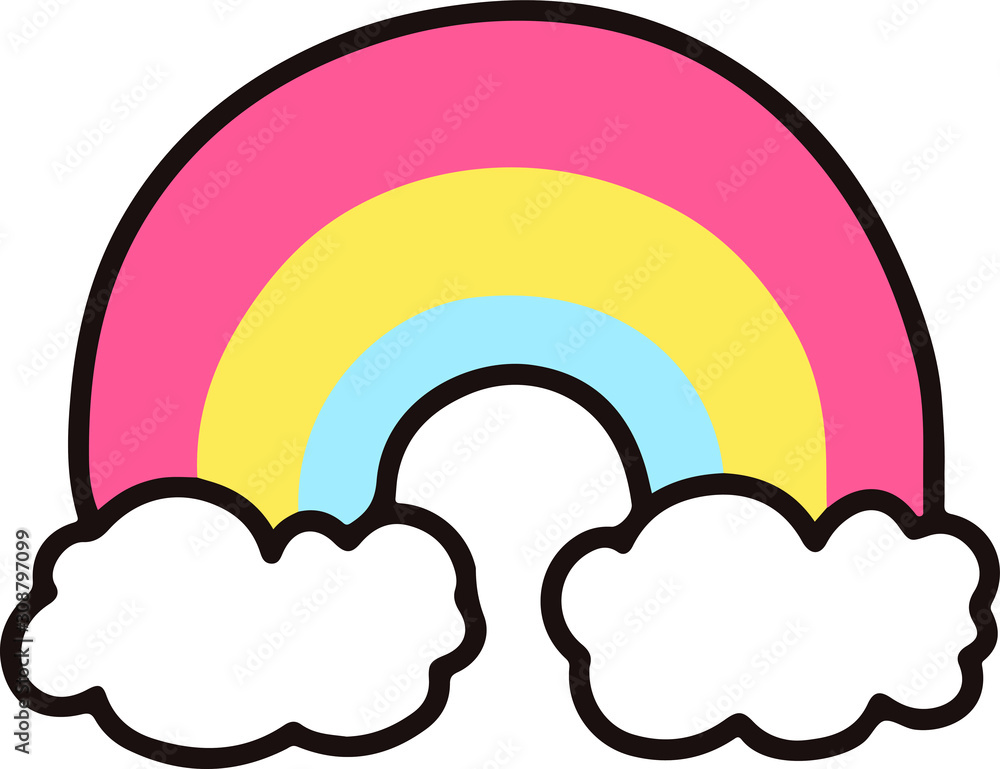 Outlined cute rainbow with clouds Outlined cute rainbow with clouds