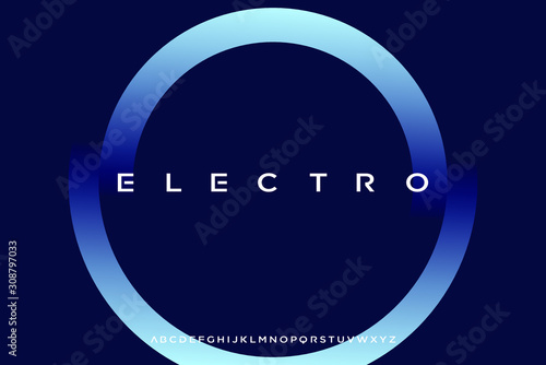 Electro, Abstract technology science alphabet font. digital space typography vector illustration design photo