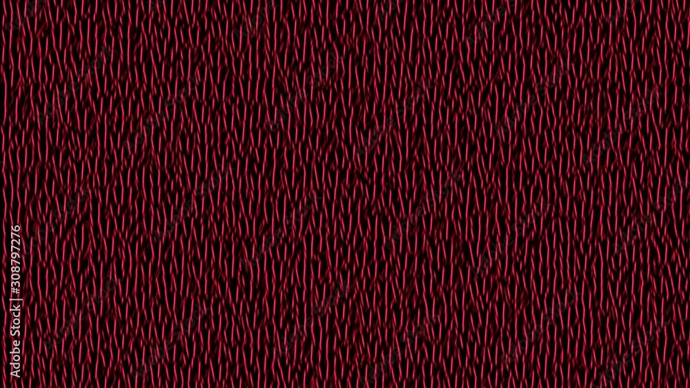 Diseño de  Malla o Trama fluctuante en rojo y negro con elementos desplazándose