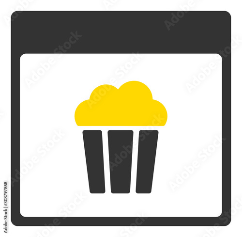 Popcorn calendar page vector icon. Flat Popcorn calendar page pictogram is isolated on a white background.