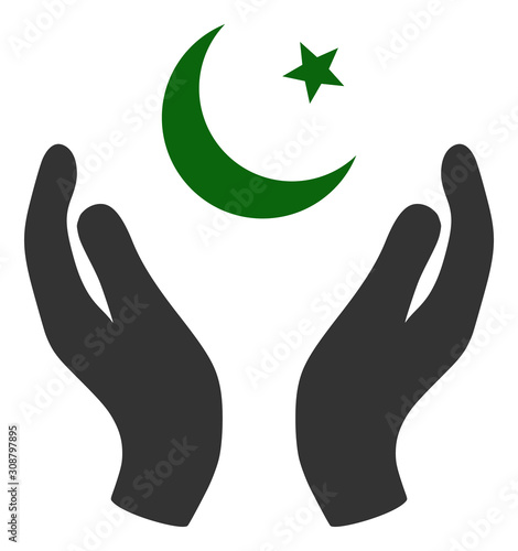 Praying muslim hands vector icon. Flat Praying muslim hands symbol is isolated on a white background.