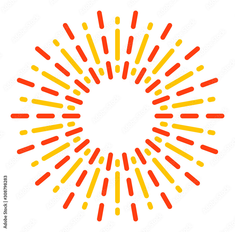 Radiation rays vector icon. Flat Radiation rays symbol is isolated on a white background. Radiation rays vector icon. Flat Radiation rays symbol is isolated on a white background.