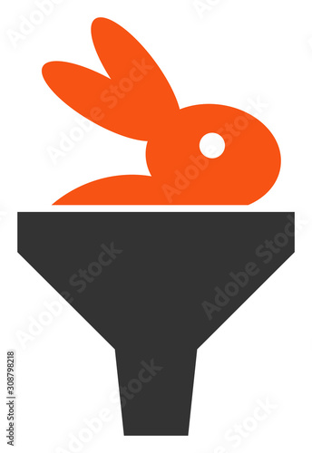 Rabbit puree funnel vector icon. Flat Rabbit puree funnel symbol is isolated on a white background.