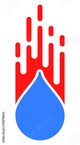 Rush drop vector icon. Flat Rush drop pictogram is isolated on a white background.