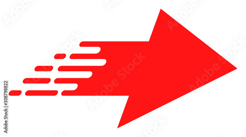 Rush right arrow vector icon. Flat Rush right arrow symbol is isolated on a white background.