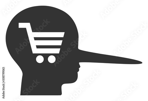 Shopping scammer vector icon. Flat Shopping scammer symbol is isolated on a white background. photo
