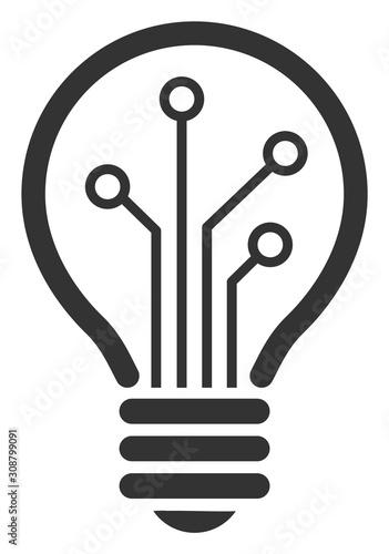 Smart bulb vector icon. Flat Smart bulb pictogram is isolated on a white background.