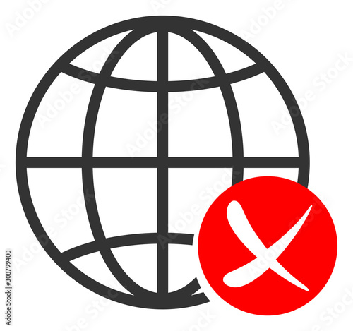 Stop global web vector icon. Flat Stop global web symbol is isolated on a white background.