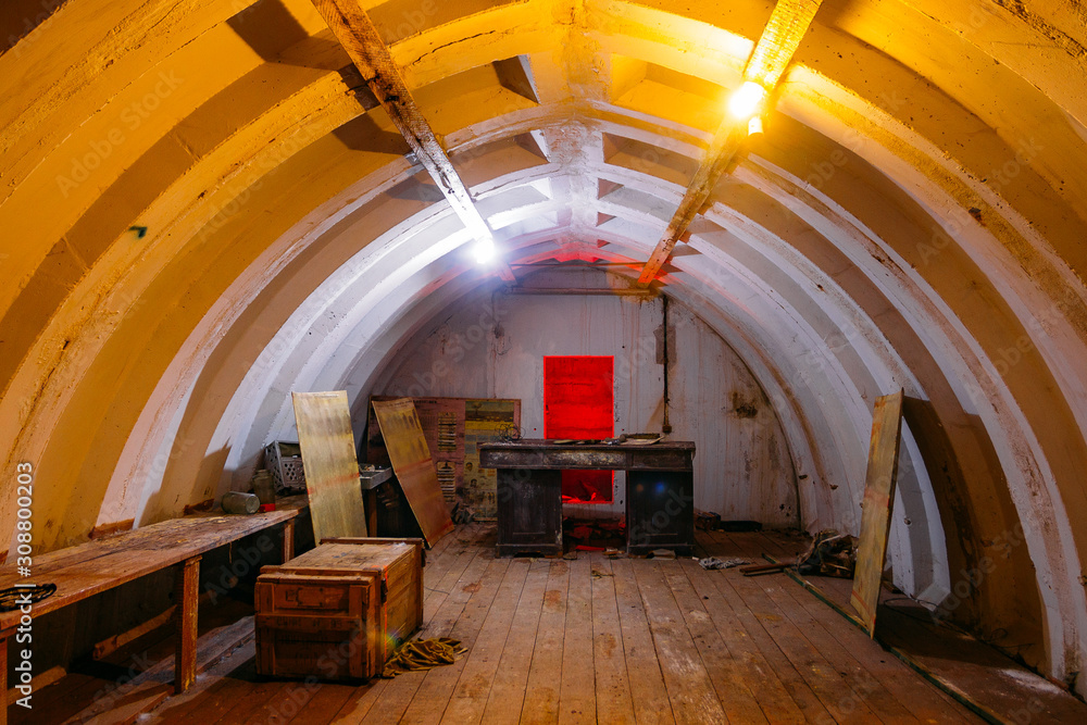 Dark abandoned Soviet bunker, echo of Cold War Stock Photo Adobe Stock
