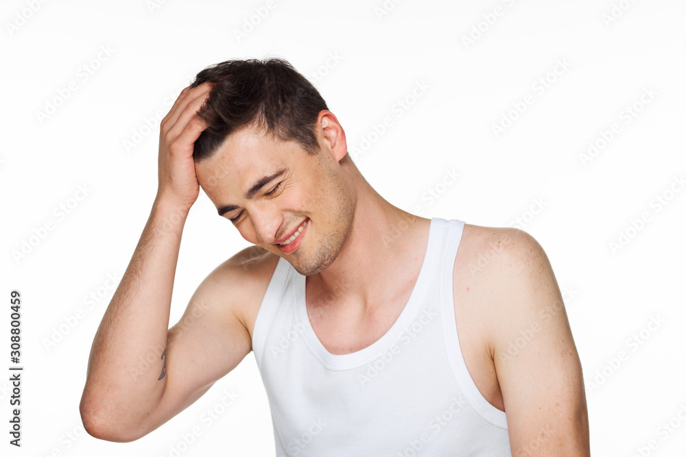 young man with headache young man with headache