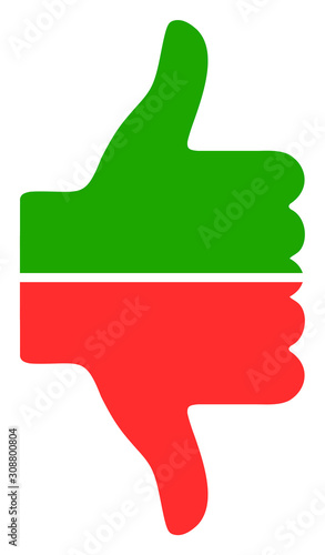 Yes no gesture vector icon. Flat Yes no gesture symbol is isolated on a white background.