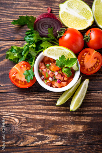 Traditional mexican tomato salsa sauce