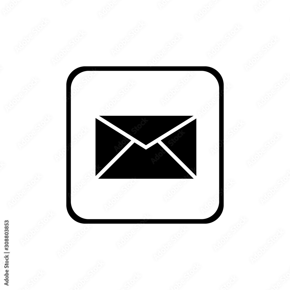 vector black icon letter, email icon on a white background vector black icon letter, email icon on a white background