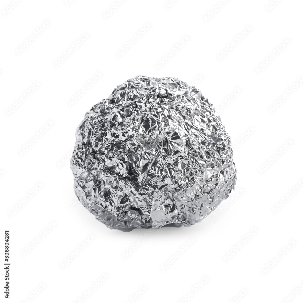 Crumpled ball of aluminum foil isolated on white Crumpled ball of aluminum foil isolated on white