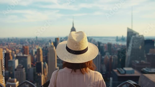 Young girl looking at the view from above