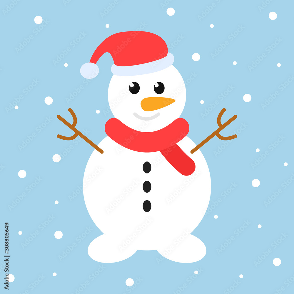 Fototapeta premium Christmas snowman icon vector illustration isolated on the white background
