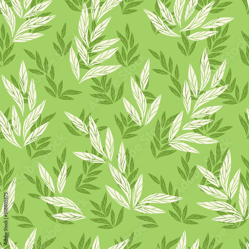 Fototapeta Naklejka Na Ścianę i Meble -  Leaves. Foliage background. Floral seamless pattern