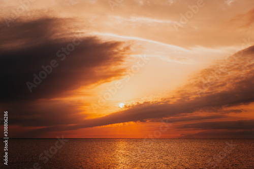 Golden sunset over the sea