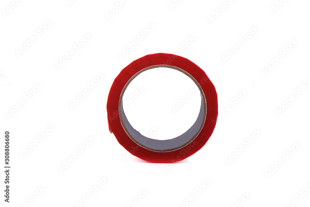 A roll of red duct tape isolated on a white background. A roll of red duct tape isolated on a white background.