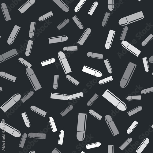 Grey Bullet icon isolated seamless pattern on black background. Vector Illustration