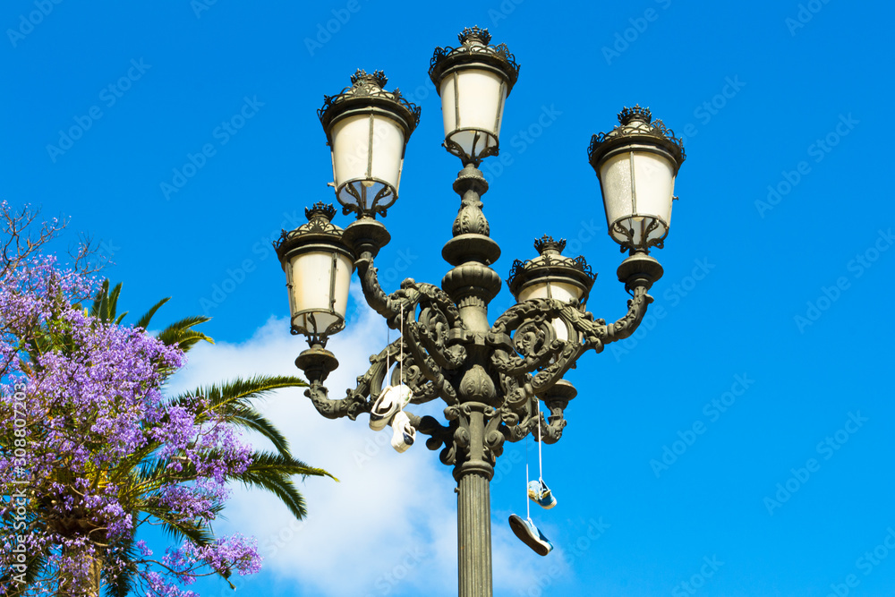 Beautiful street lamp in Cadiz, Spain