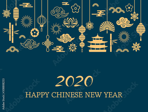 Happy Chinese New Year. The white rat is the symbol of 2020 Chinese year of the new year. vector illustration