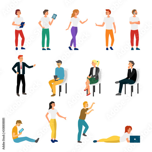 Collection Creative Various Lifestyle Character. Set Crowd of People Performing Activity. Flat style. Vector Illustration