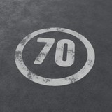 70 speed limit. Sign painted on asphalt. 3d illustration