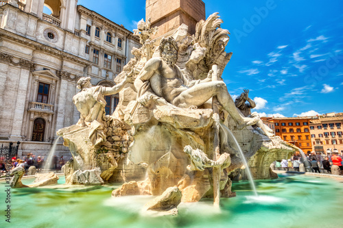 Main Fountain on Piazza Navona during a Sunny Day, Rome