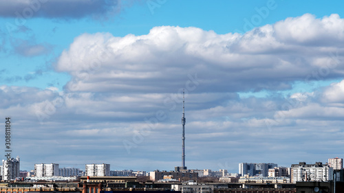 Moscow cityscape with Ostankino television tower