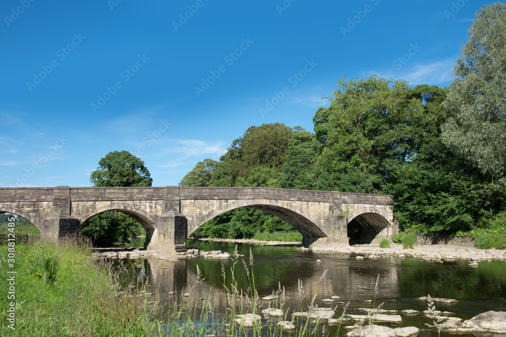 Edisford Bridge, Clitheroe, Lancashire, UK. The bridge is one of the main crossings over the river ribble.