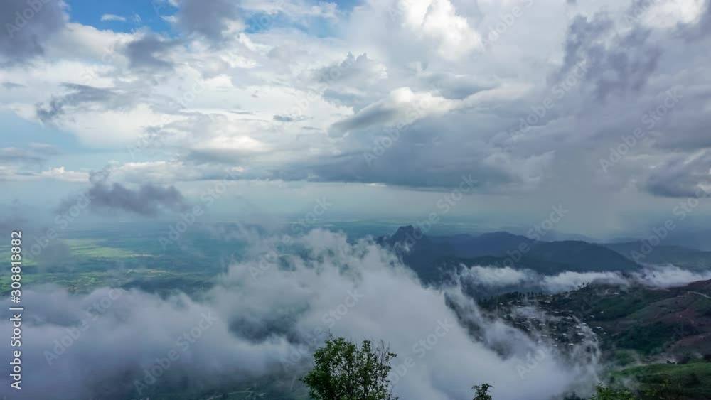 The clouds moved over the mountains, accompanied by rain, fog that formed and spread, Phu Thap Berk, Phetchabun, Thailand. The clouds moved over the mountains, accompanied by rain, fog that formed and spread, Phu Thap Berk, Phetchabun, Thailand.