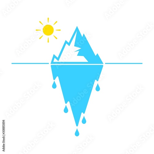 Glacier melting vector icon on white background