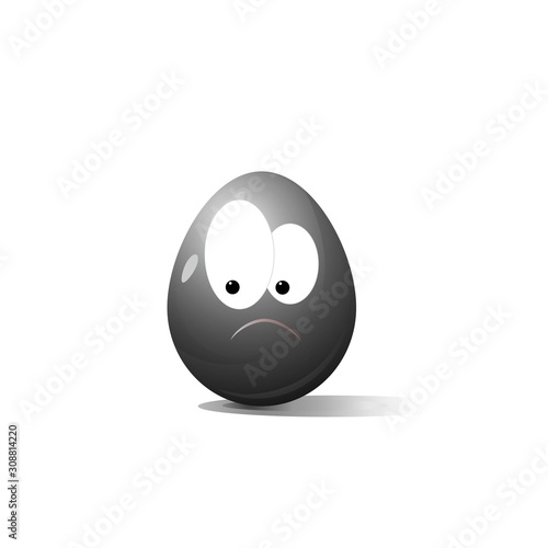 Faces on chicken eggs in the form of facial expressions, reflecting emotions. The concept of racism, misunderstanding, a barrier in relations, denial of society.