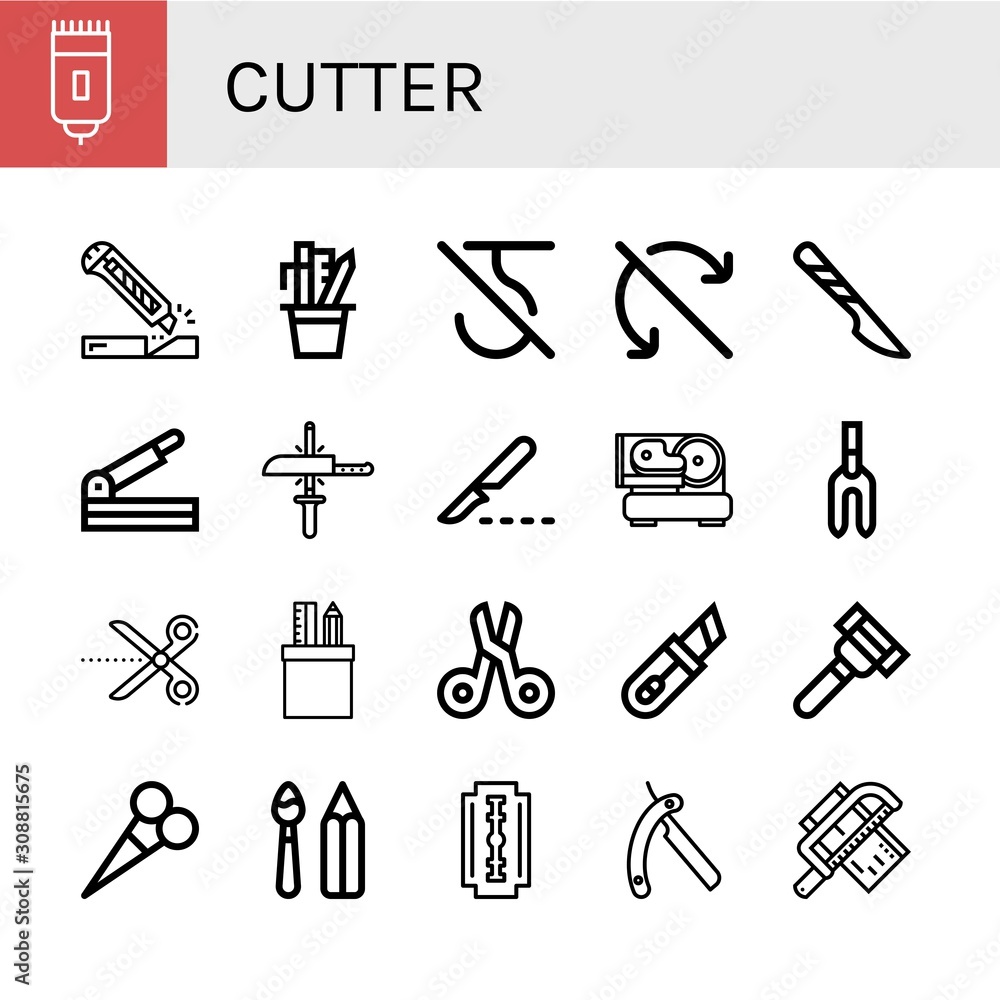 cutter icon set cutter icon set