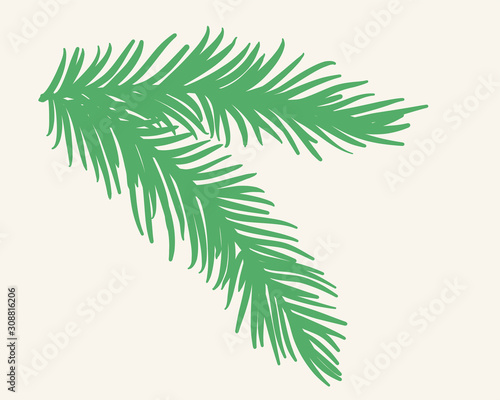 Christmas tree's vector brunch. New year tree.