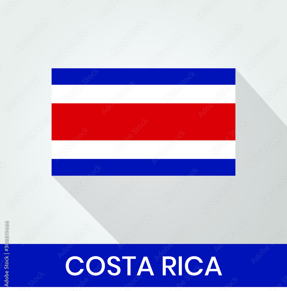 Flag of The Costa Rica With Shadow Flag of The Costa Rica With Shadow