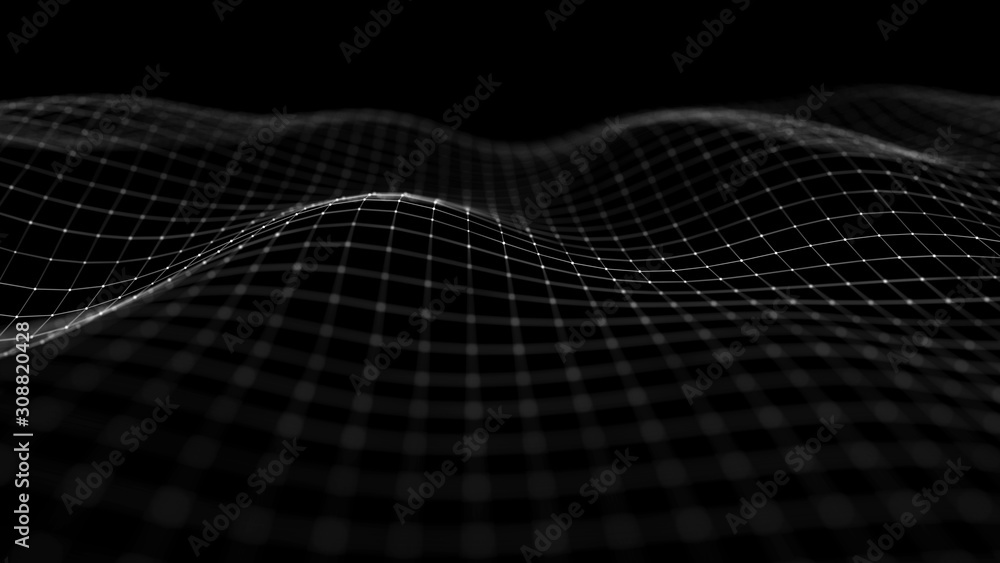 Wave of interlacing points and lines. Abstract background. Technological style. Big data. 3d rendering. Wave of interlacing points and lines. Abstract background. Technological style. Big data. 3d rendering.