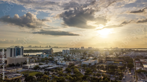 Aerial view on street of Miami city state Florida