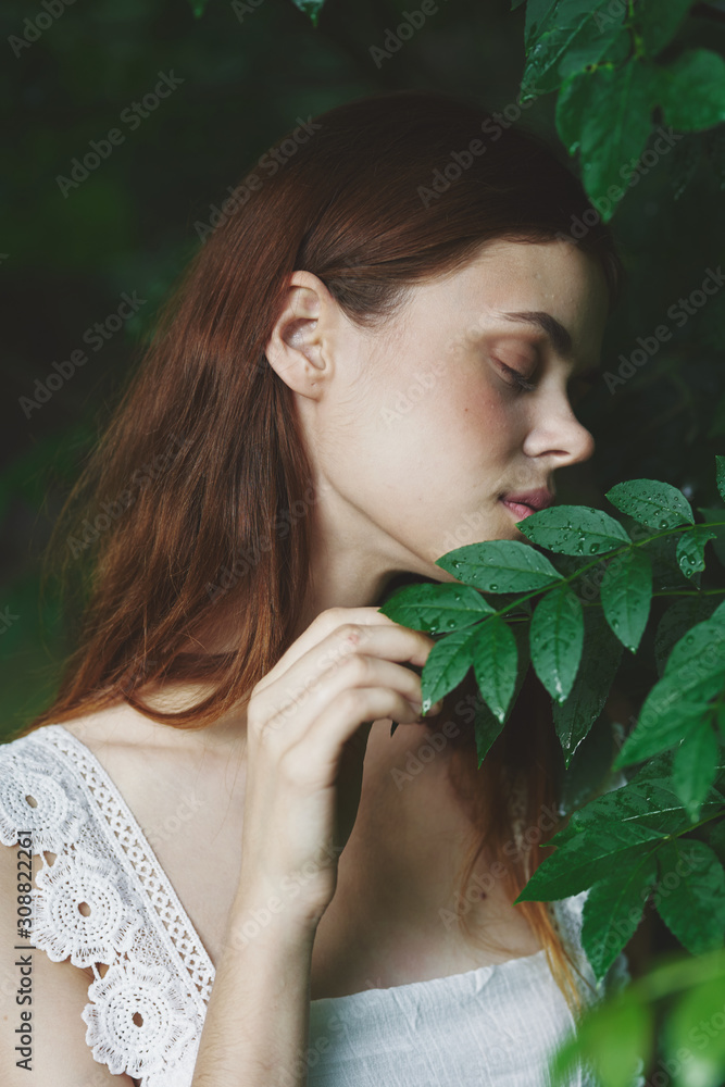 beautiful woman green leaves luxury of nature beautiful woman green leaves luxury of nature