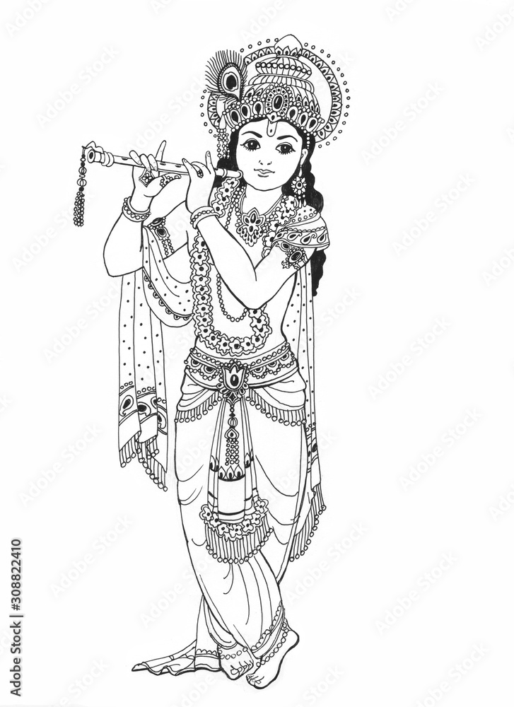 Lord Krishna drawing by sunilsamantara on DeviantArt-saigonsouth.com.vn