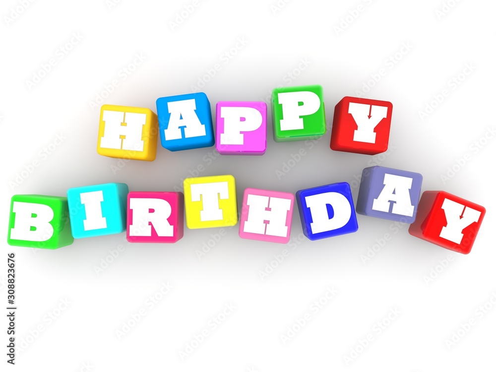 Happy birthday concept on different colored toy blocks Happy birthday concept on different colored toy blocks